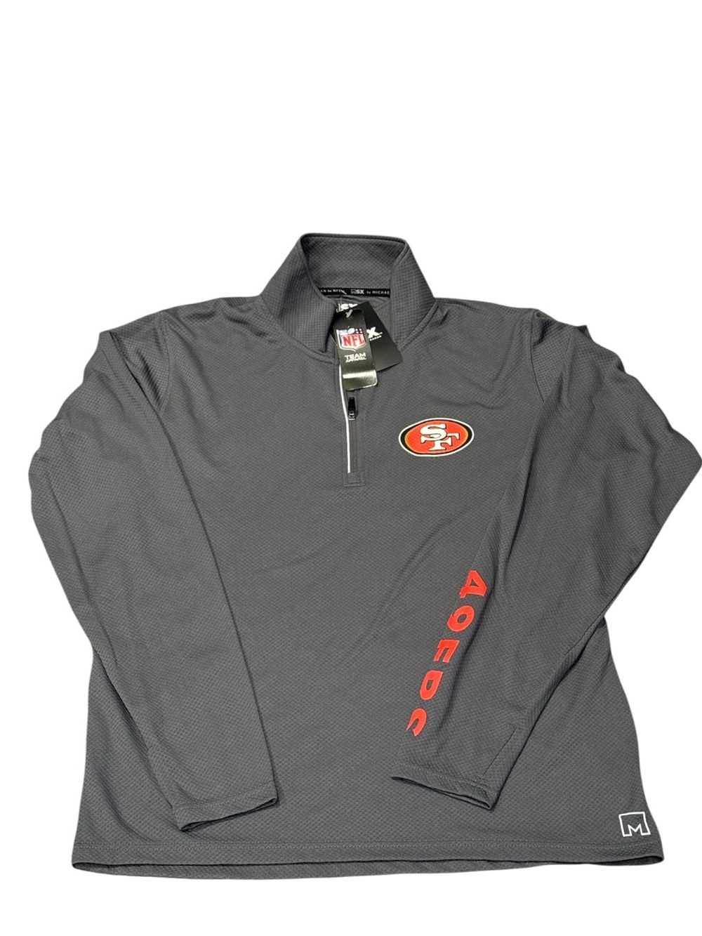 NWT MSX Michael Strahan 49ers Half Zip Pullover Men’s Large Gray